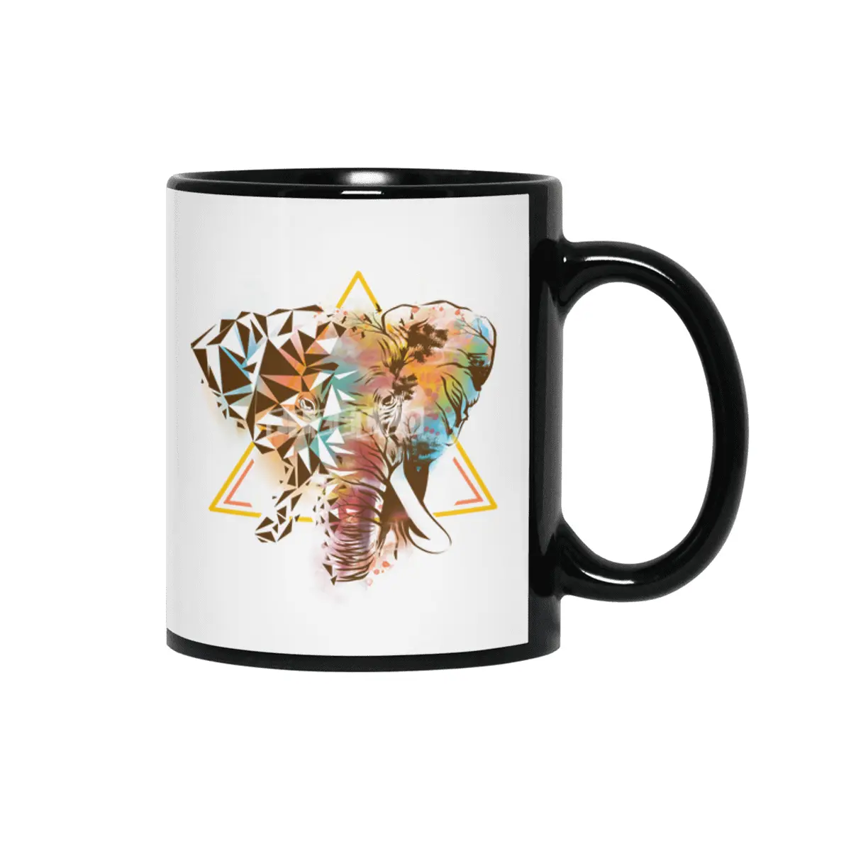 Geometric Elephant Siyah Kupa