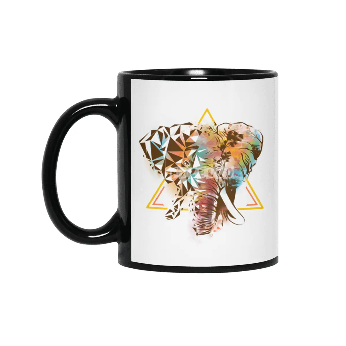 Geometric Elephant Siyah Kupa