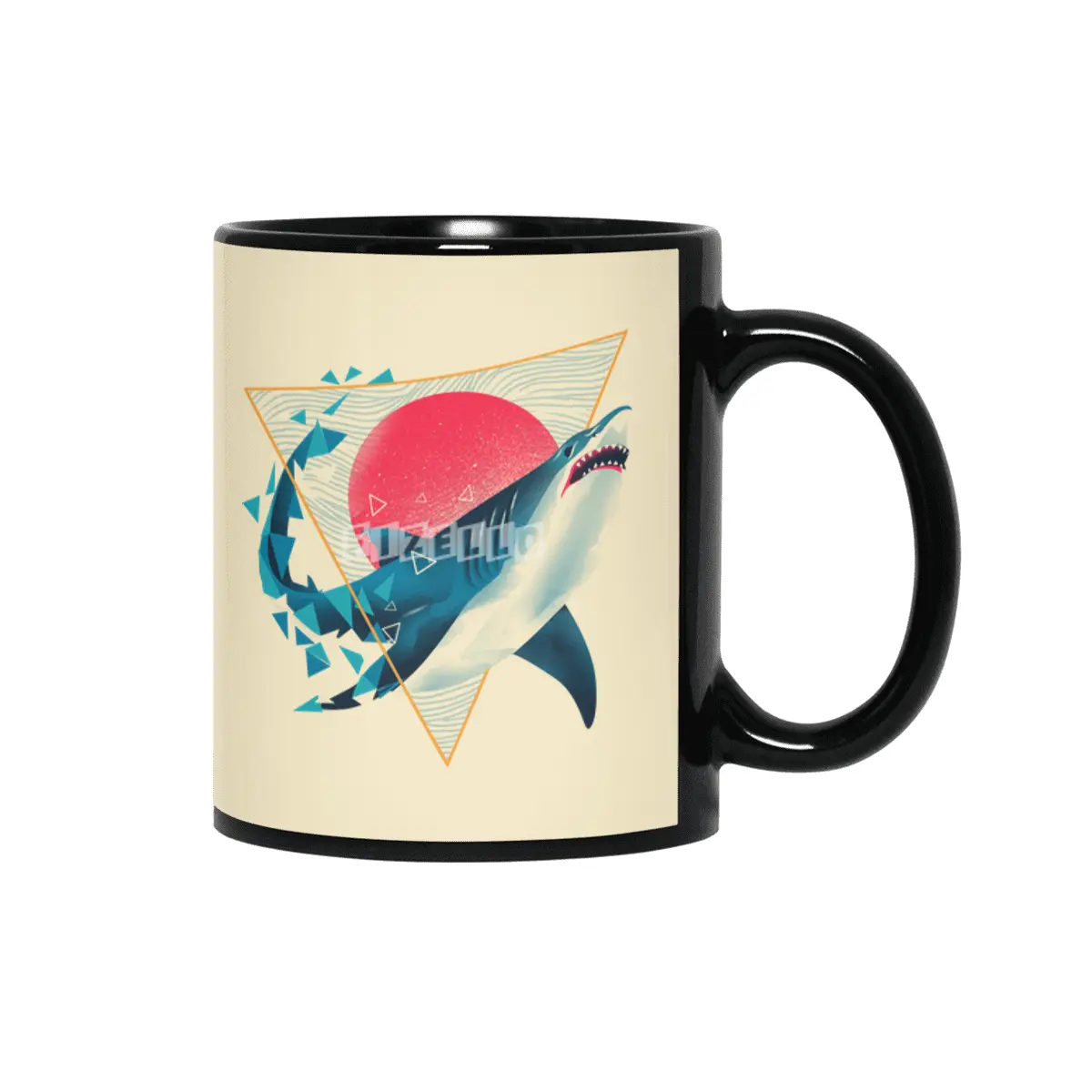 Geometric Shark Siyah Kupa