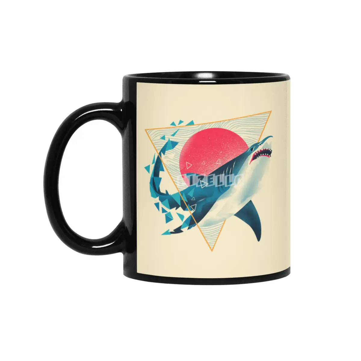 Geometric Shark Siyah Kupa