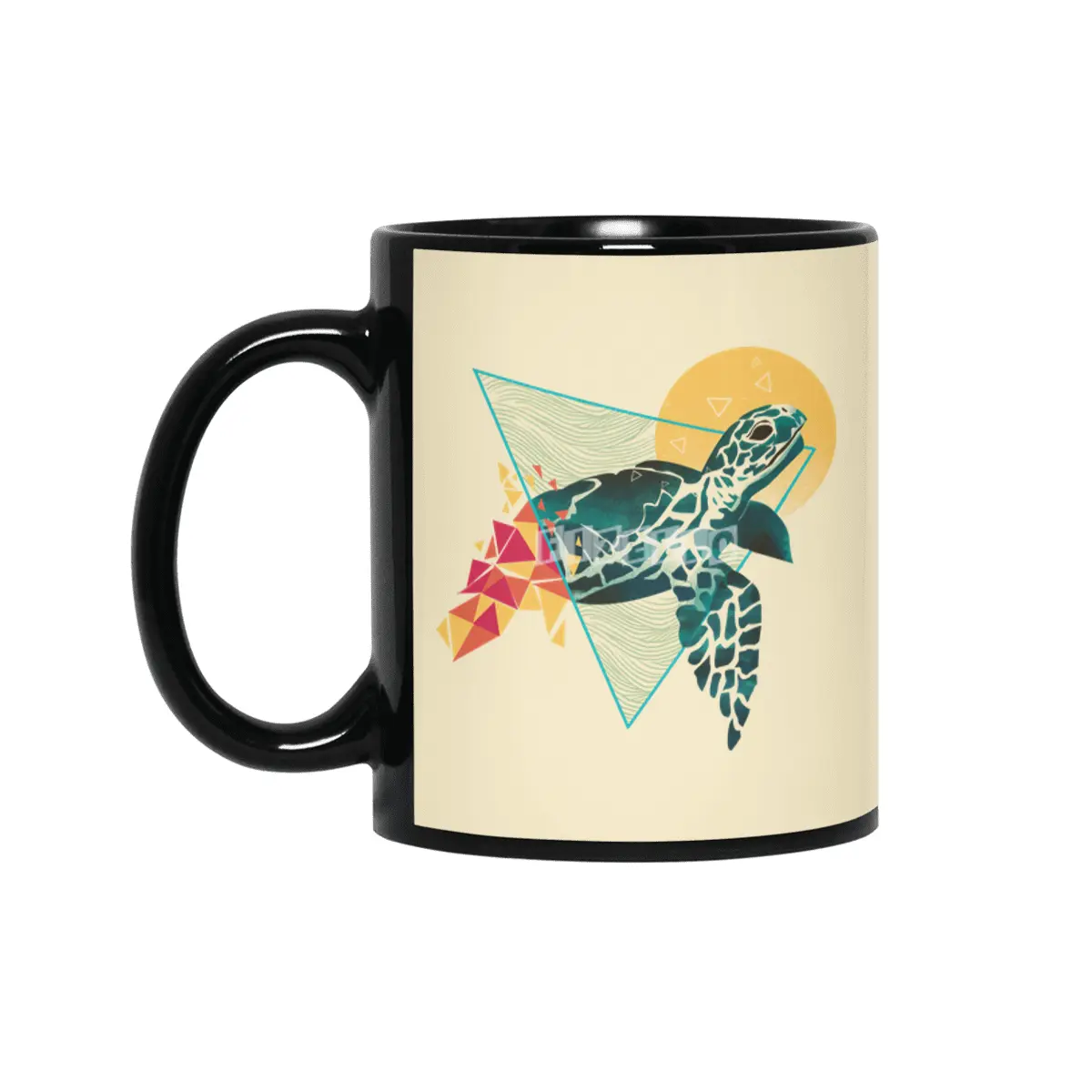 Geometric Turtle Siyah Kupa