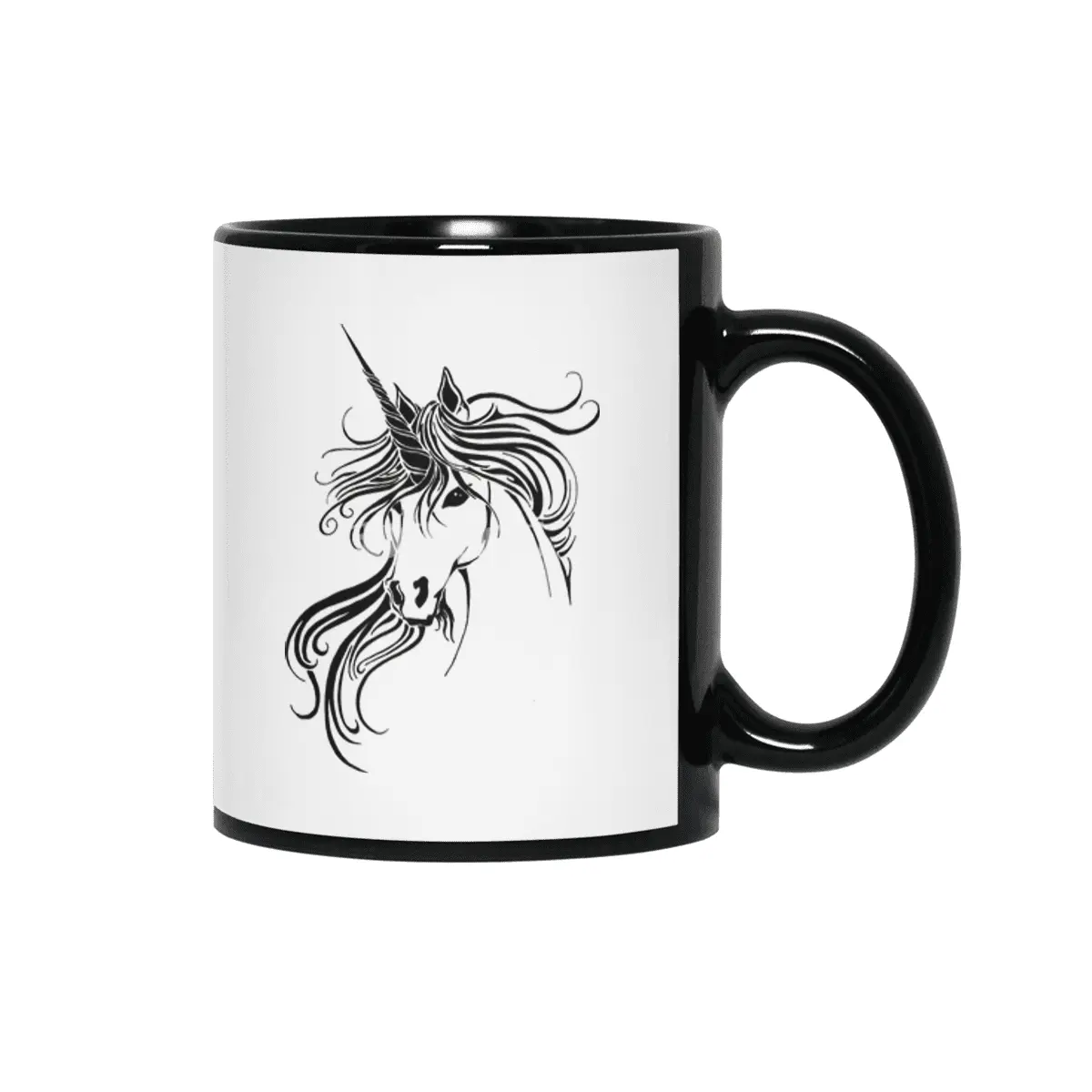 Tribal Unicorn Siyah Kupa