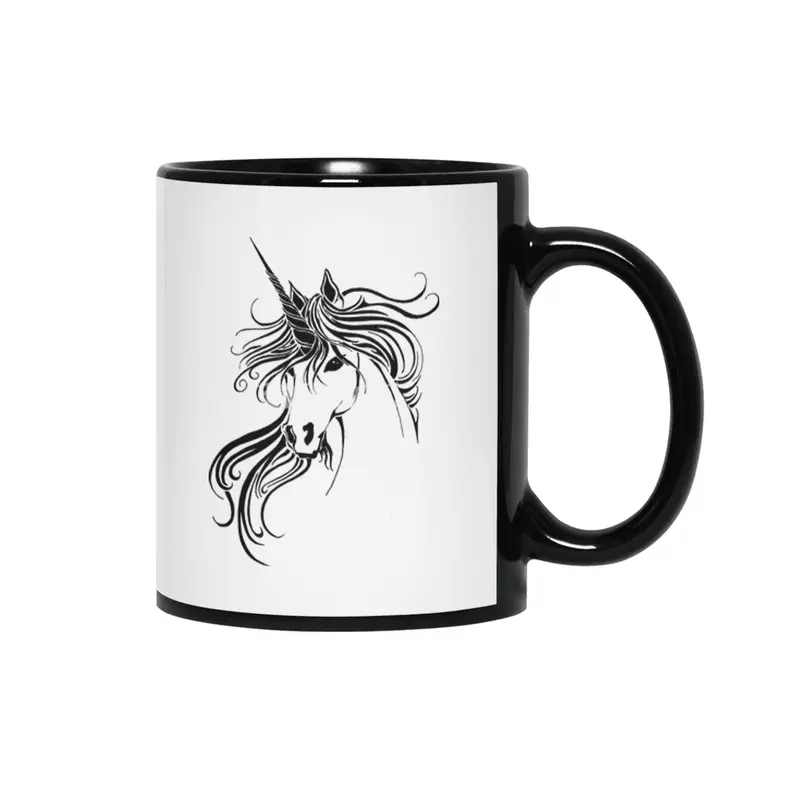 Tribal Unicorn Siyah Kupa