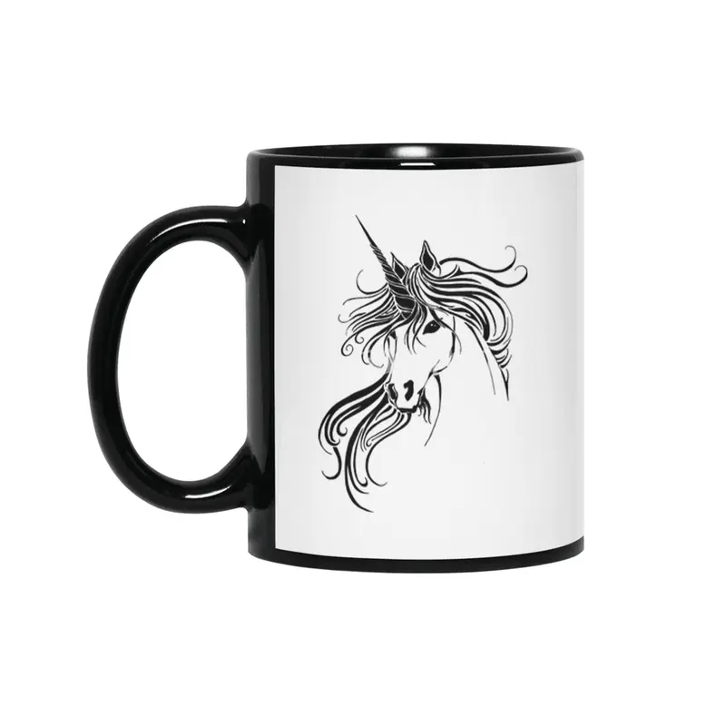 Tribal Unicorn Siyah Kupa