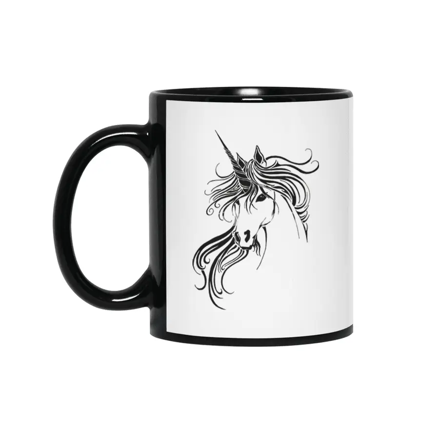 Tribal Unicorn Siyah Kupa