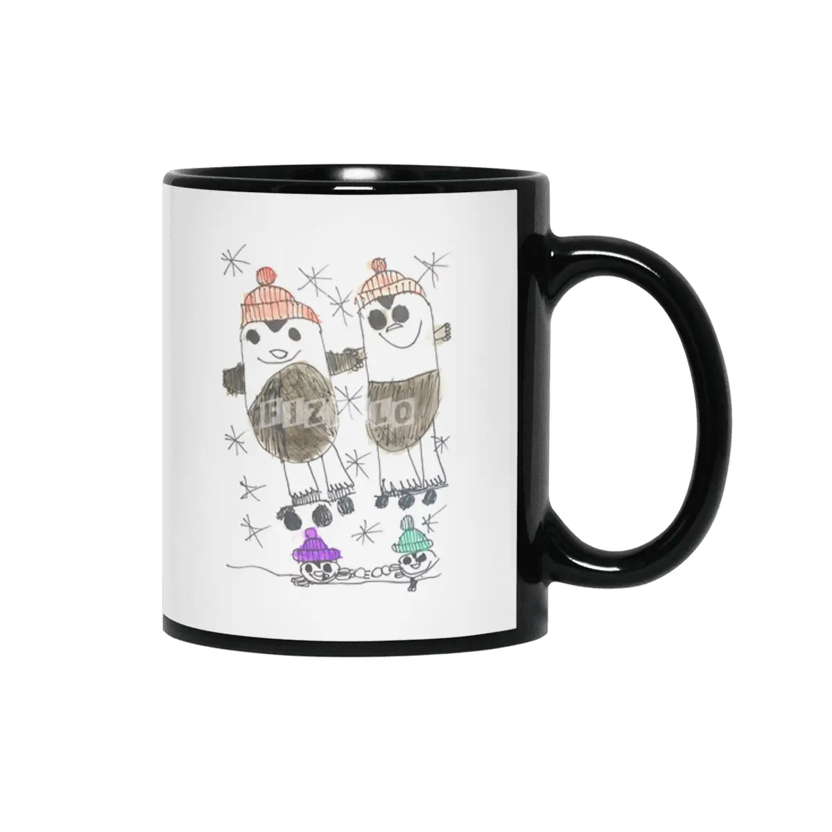 Four Cute Penguins Siyah Kupa