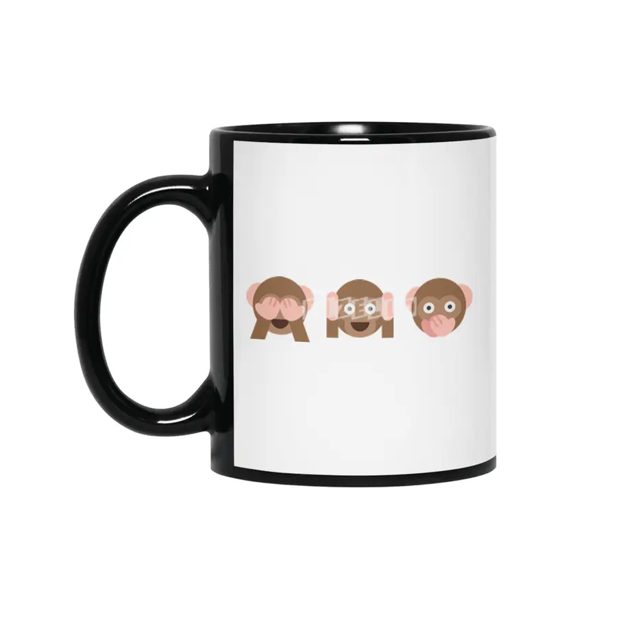 Three Wise Monkeys Siyah Kupa