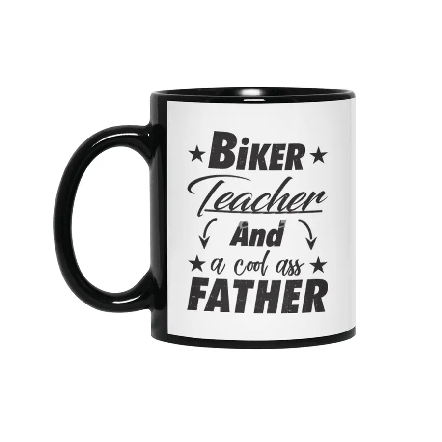 Biker Teacher Father Siyah Kupa