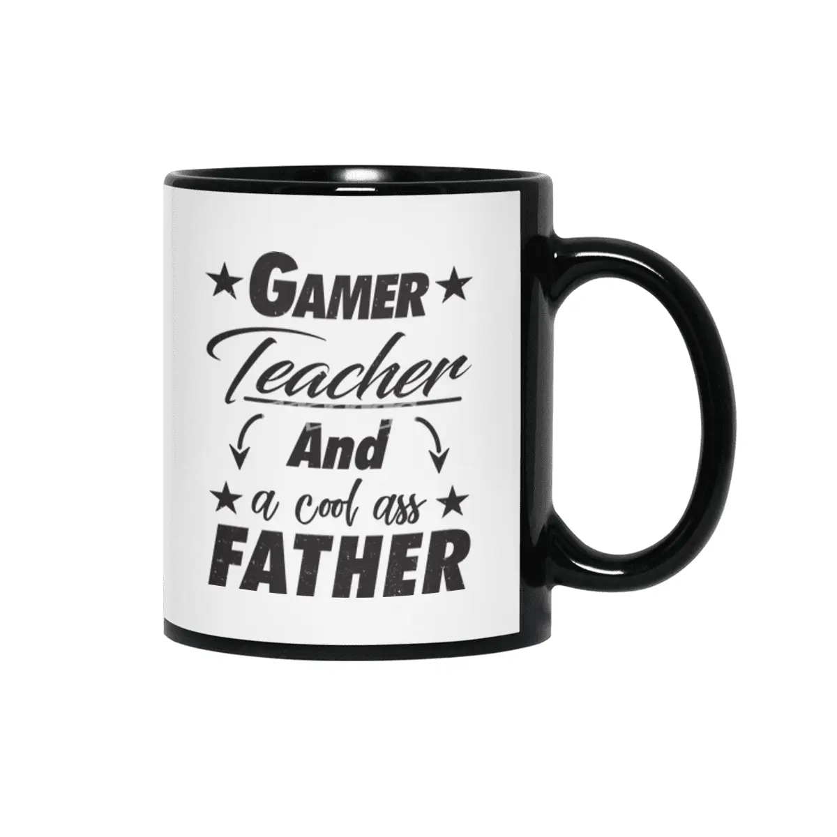 Gamer Teacher Father Siyah Kupa