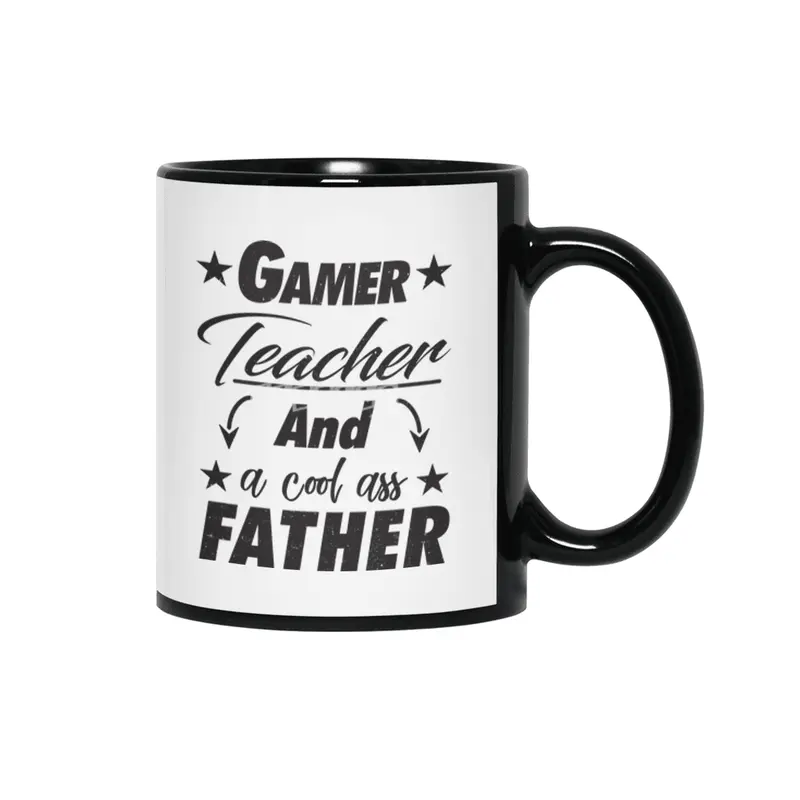 Gamer Teacher Father Siyah Kupa