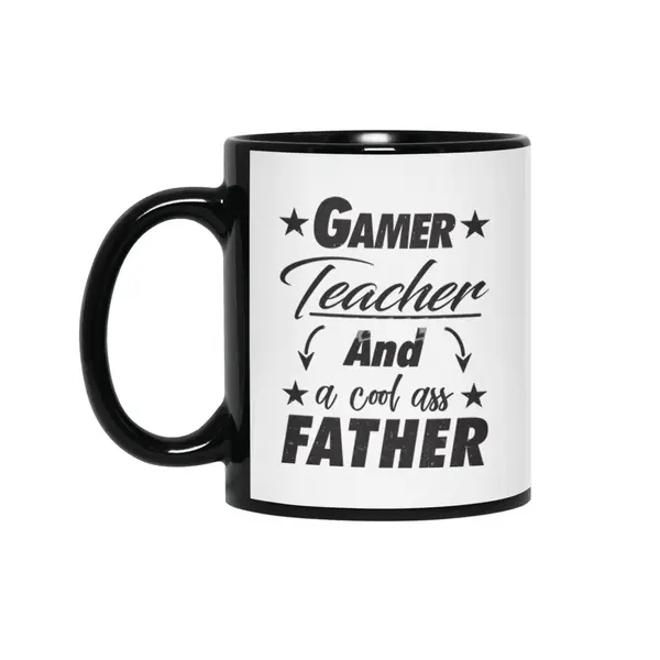Gamer Teacher Father Siyah Kupa