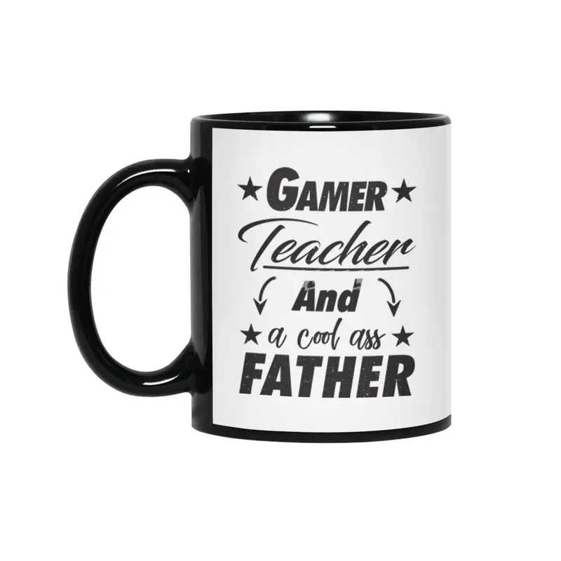 Gamer Teacher Father Siyah Kupa