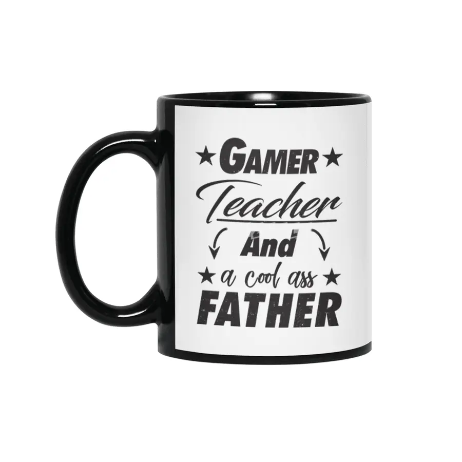 Gamer Teacher Father Siyah Kupa