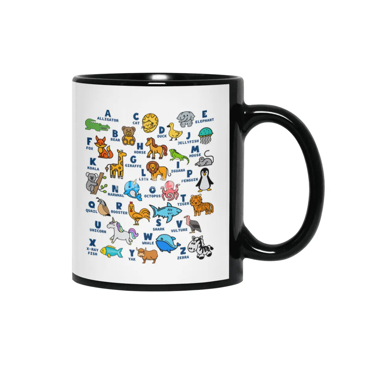 Alphabet Animal ABCs Learning Siyah Kupa