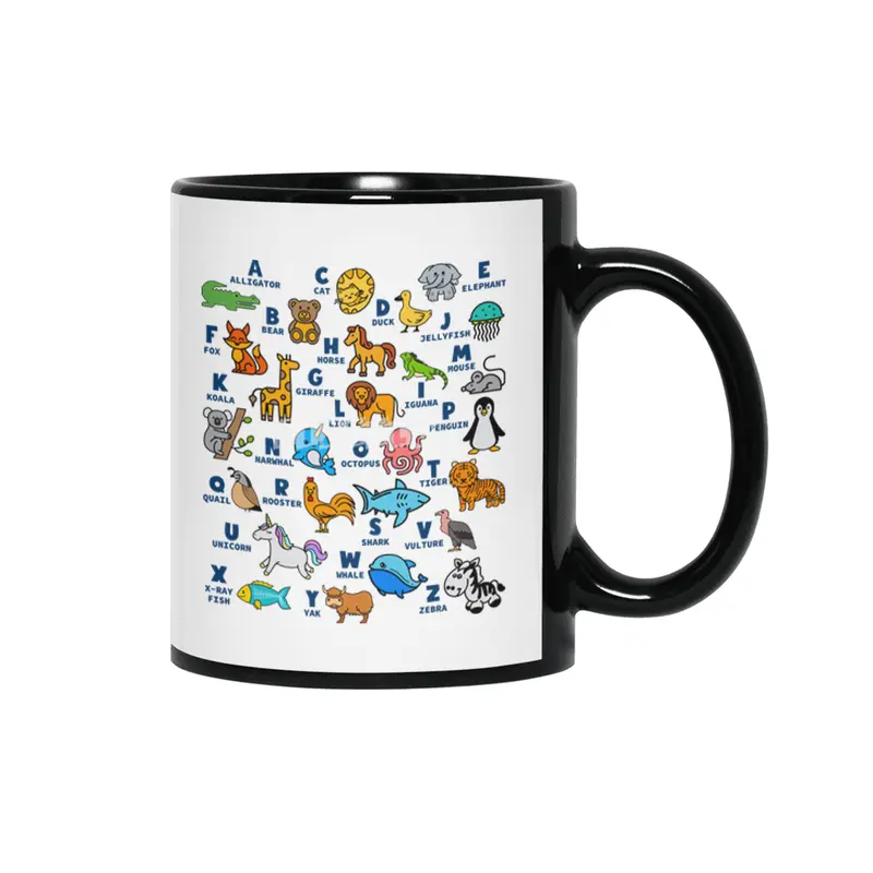 Alphabet Animal ABCs Learning Siyah Kupa
