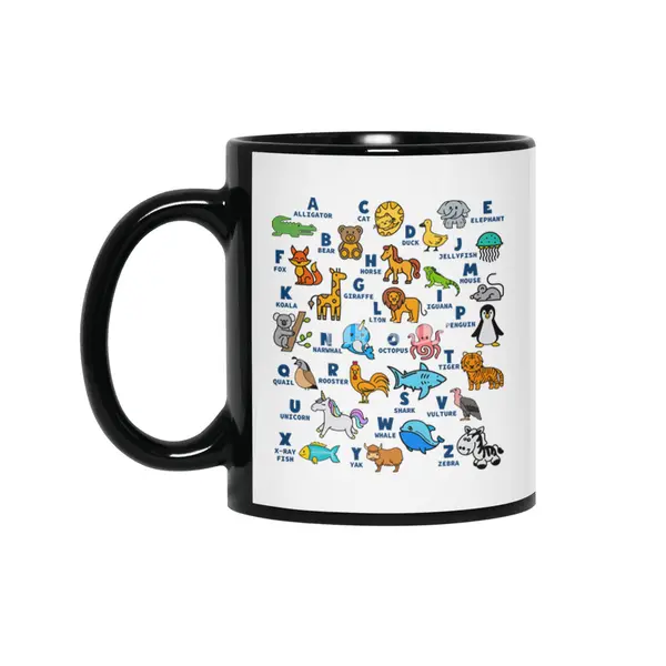 Alphabet Animal ABCs Learning Siyah Kupa