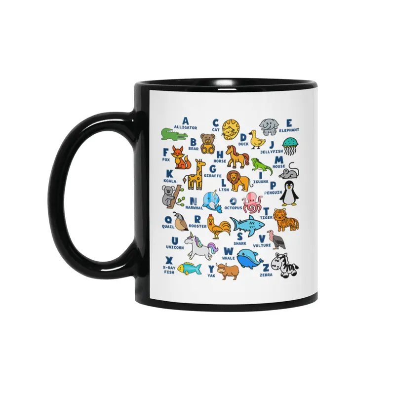 Alphabet Animal ABCs Learning Siyah Kupa