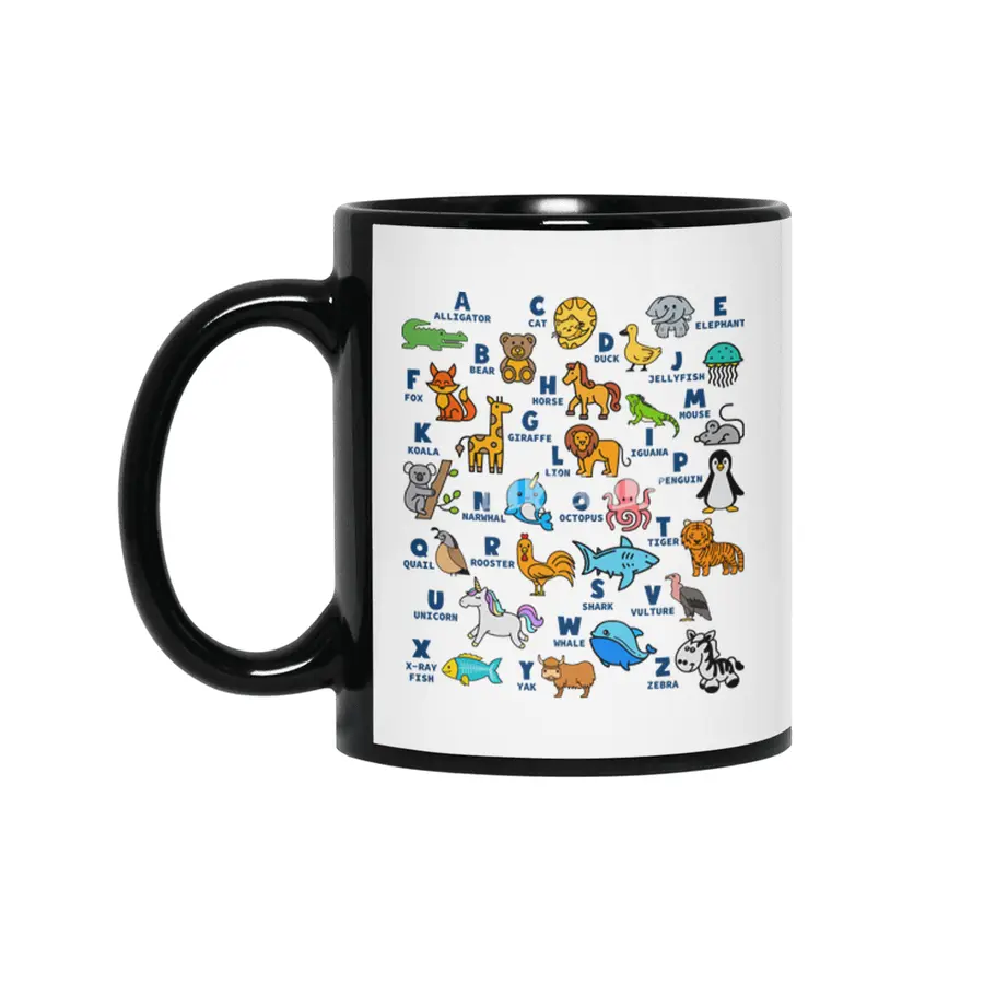 Alphabet Animal ABCs Learning Siyah Kupa