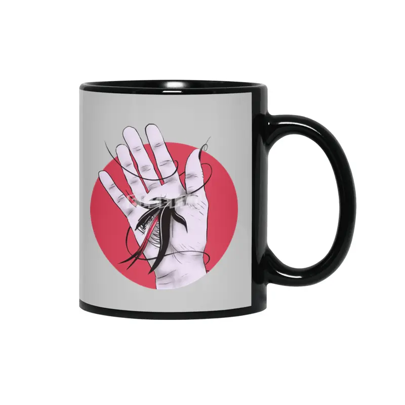 Creepy Gothic Hand Biting Flower Monster Weird Art Siyah Kupa