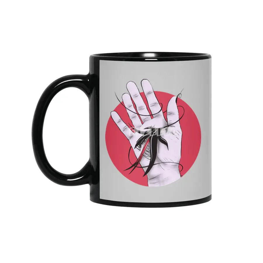 Creepy Gothic Hand Biting Flower Monster Weird Art Siyah Kupa