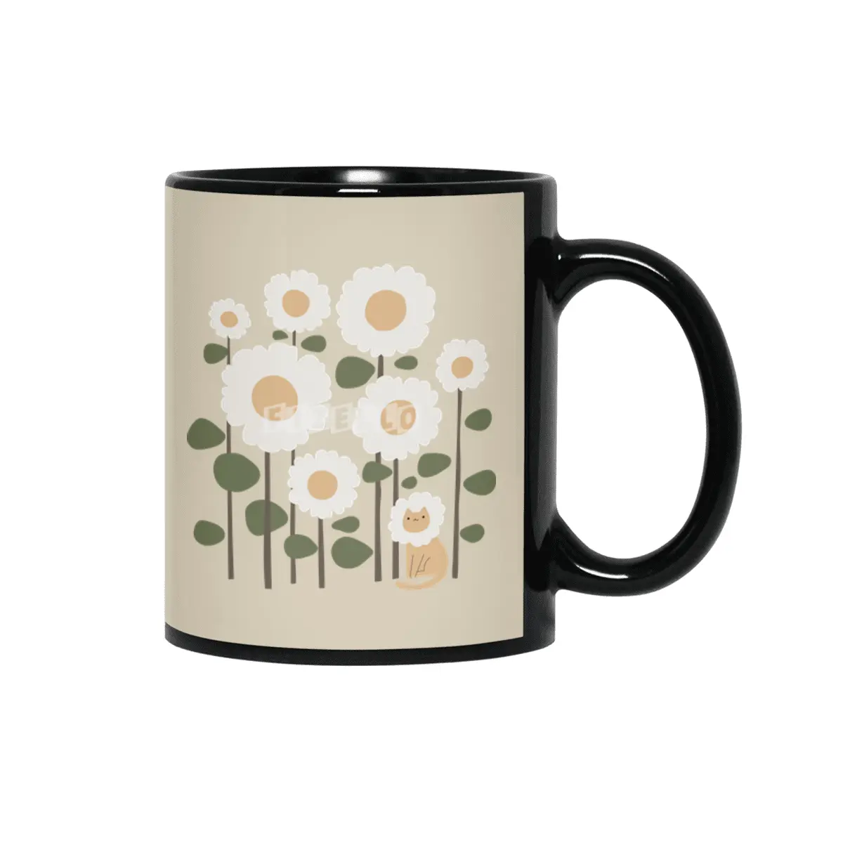 Cat and Plant 6: Flower cat Siyah Kupa