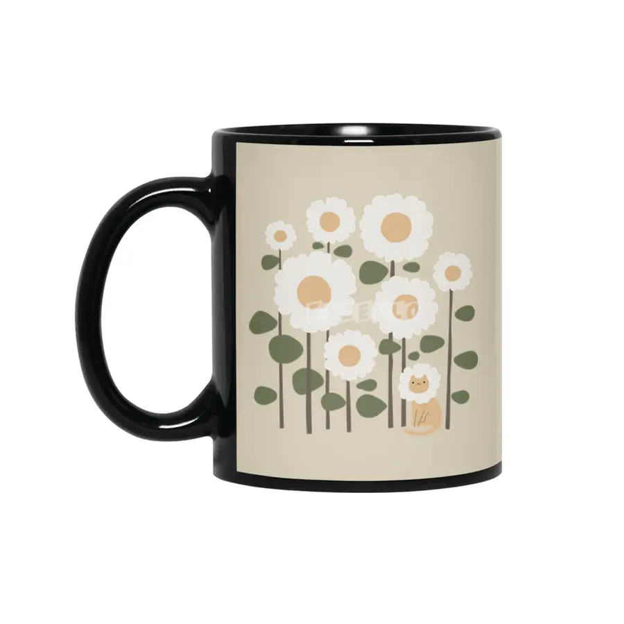 Cat and Plant 6: Flower cat Siyah Kupa