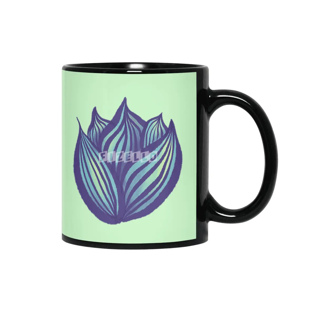 Abstract Flower Floral Decorative Art In Purple And Blue Siyah Kupa