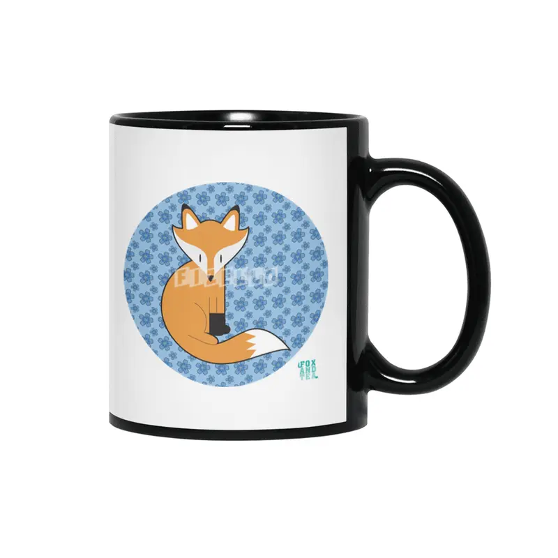 Fox And Tea_ flower power Siyah Kupa
