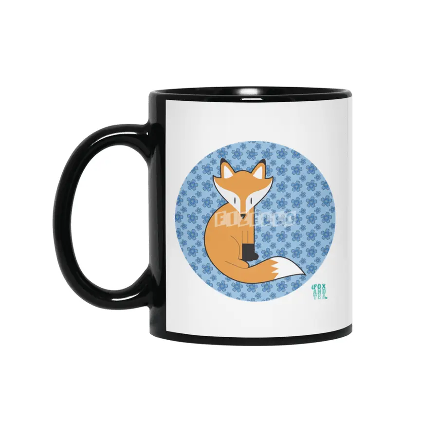 Fox And Tea_ flower power Siyah Kupa