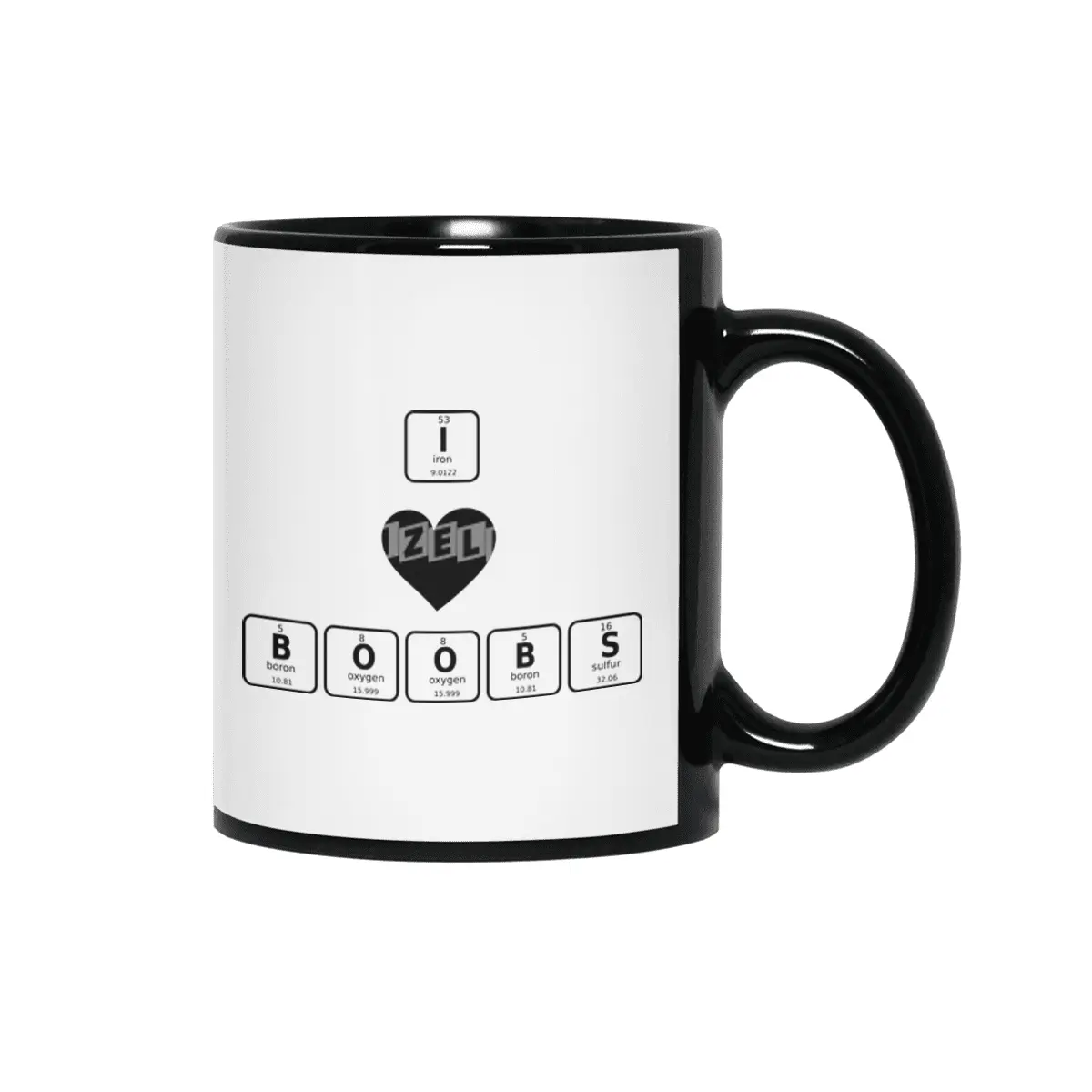 I love boobs - periodic table Siyah Kupa
