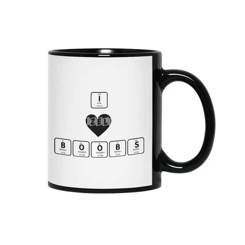 I love boobs  - periodic table Siyah Kupa
