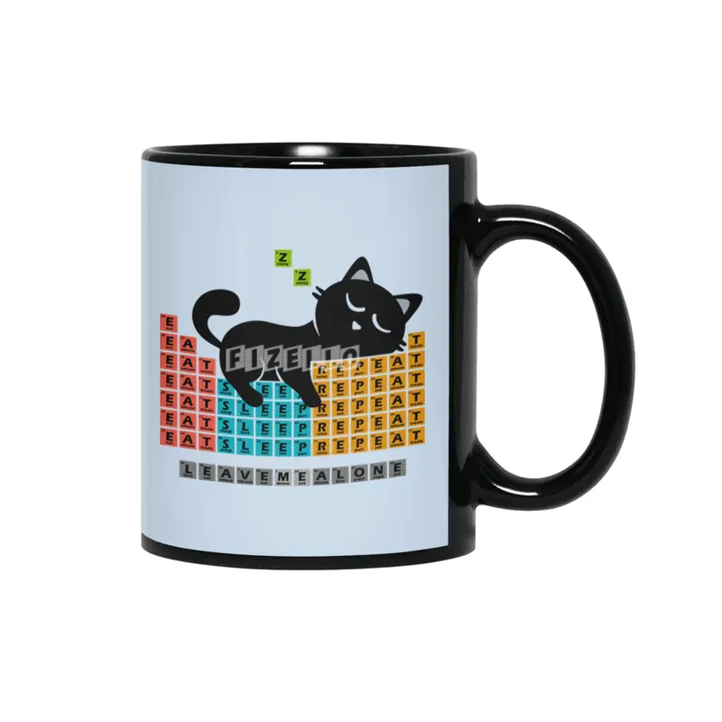 Cat Periodic Table Siyah Kupa