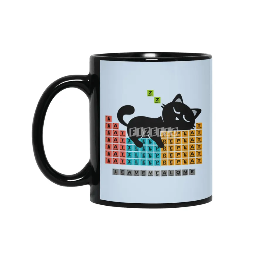 Cat Periodic Table Siyah Kupa