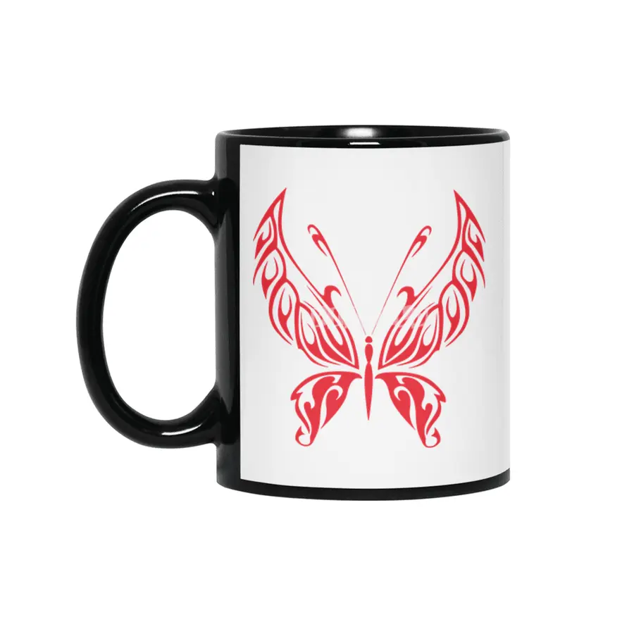 Red Butterfly Siyah Kupa