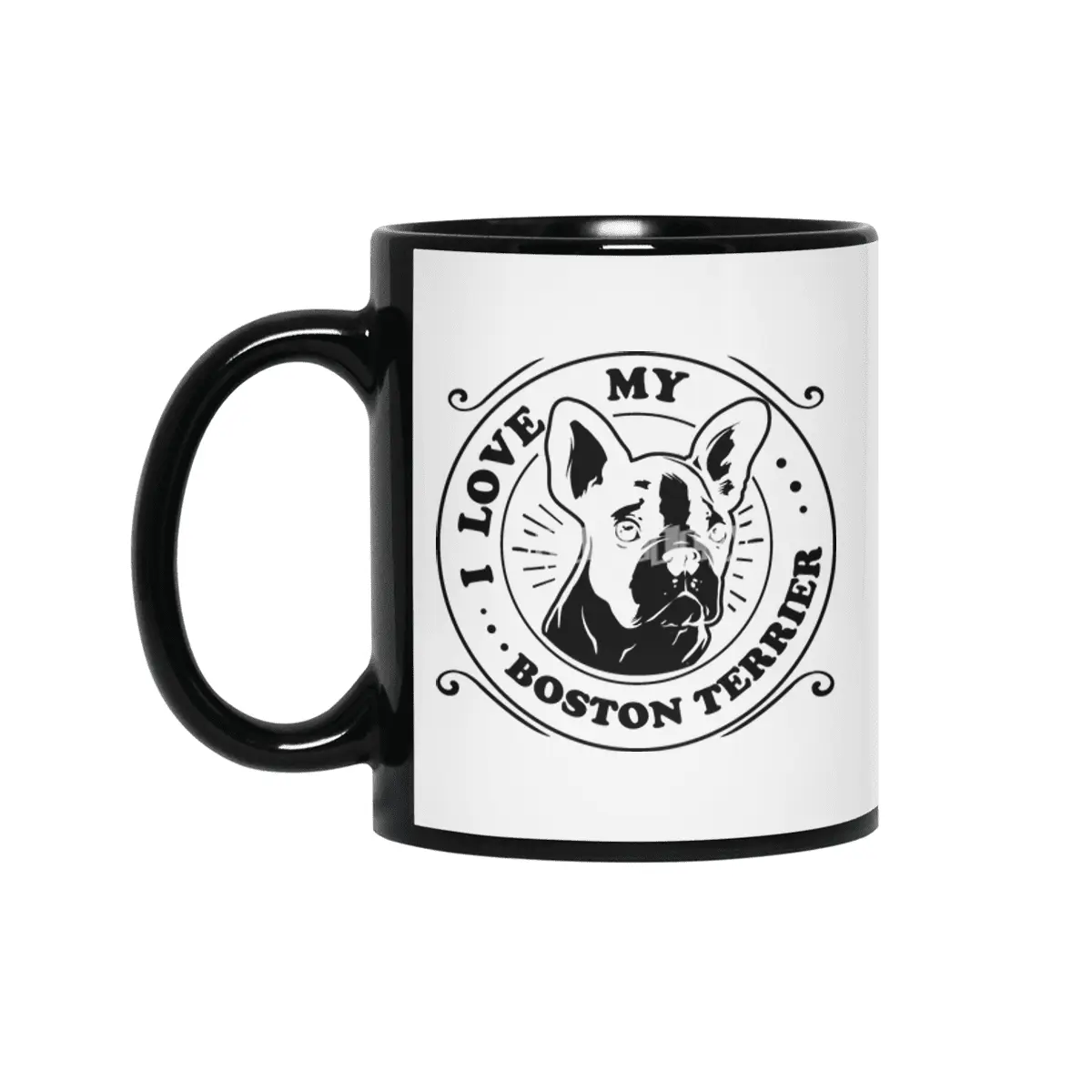 I Love My Boston Terrier Siyah Kupa