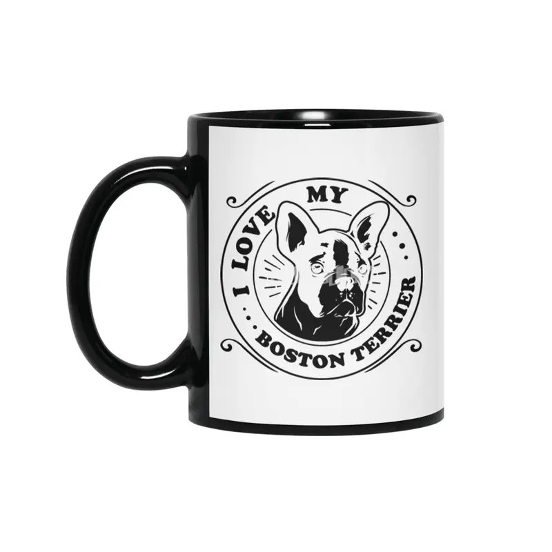 I Love My Boston Terrier Siyah Kupa