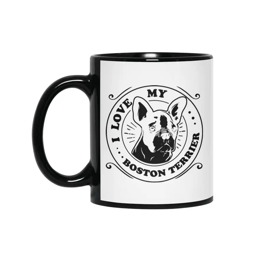 I Love My Boston Terrier Siyah Kupa