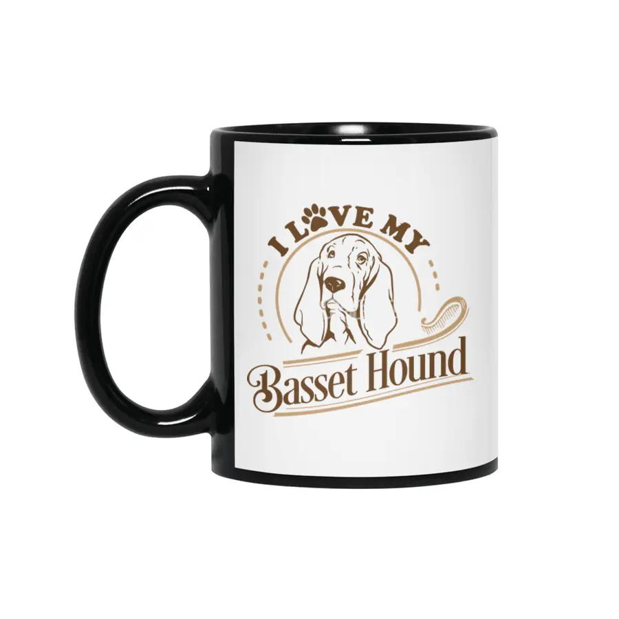 I Love My Basset Siyah Kupa
