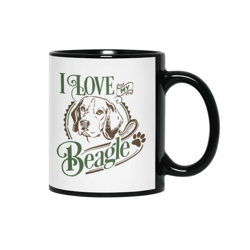 I Love My Beagle Siyah Kupa