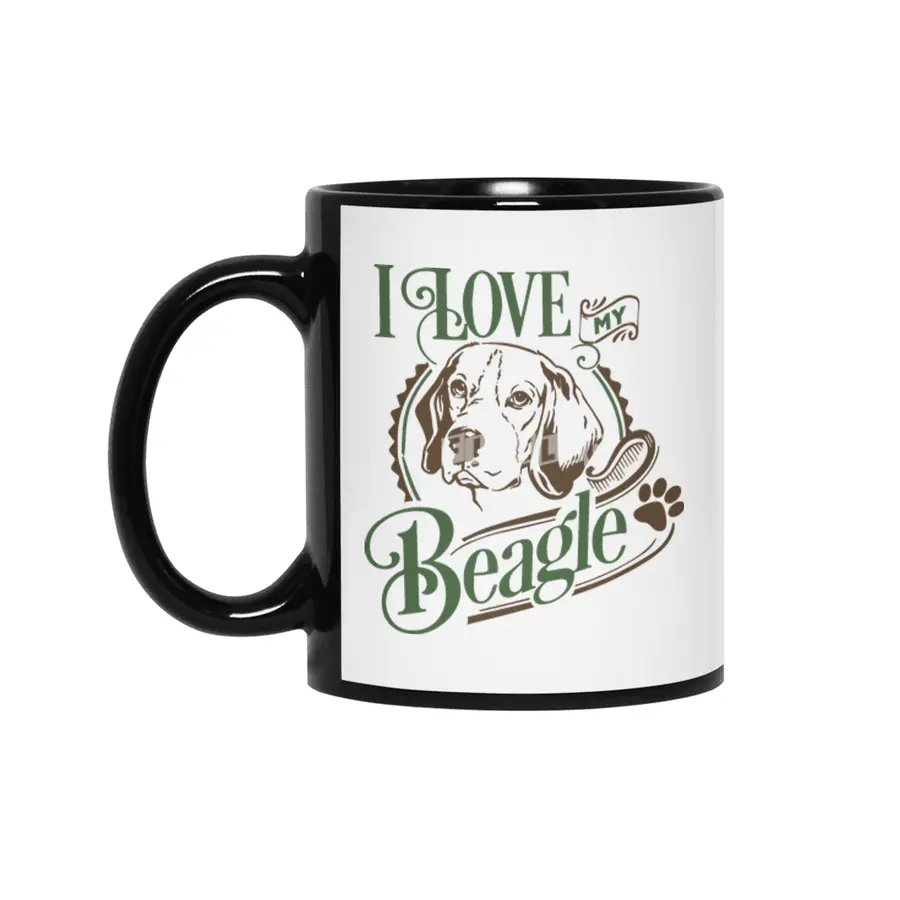 I Love My Beagle Siyah Kupa