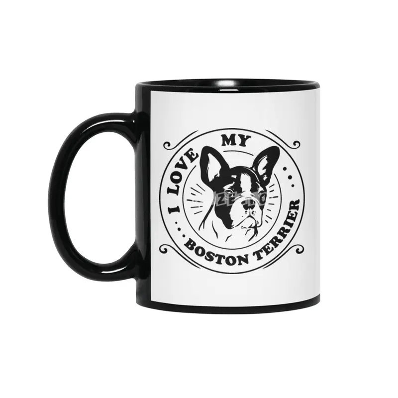 I Love My Boston Terrier Siyah Kupa