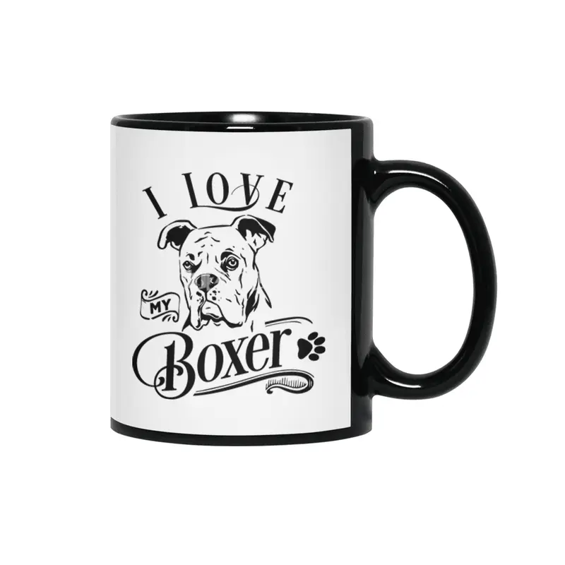 I Love My Boxer Siyah Kupa