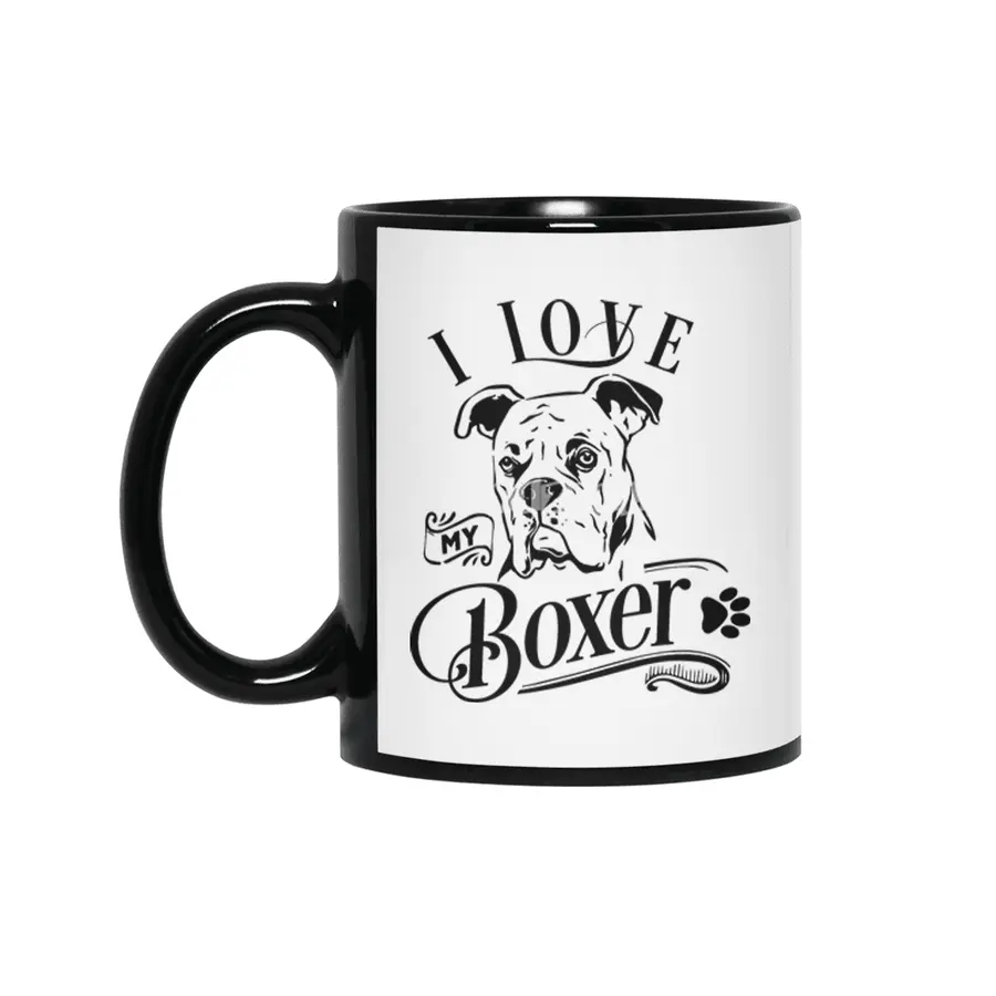 I Love My Boxer Siyah Kupa