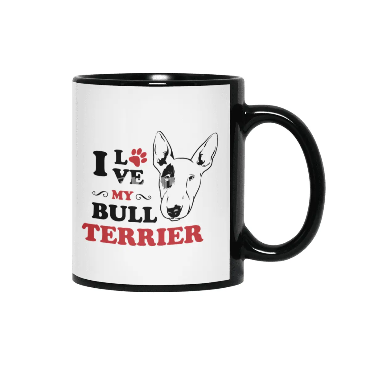 I Love My Bull Terrier Siyah Kupa