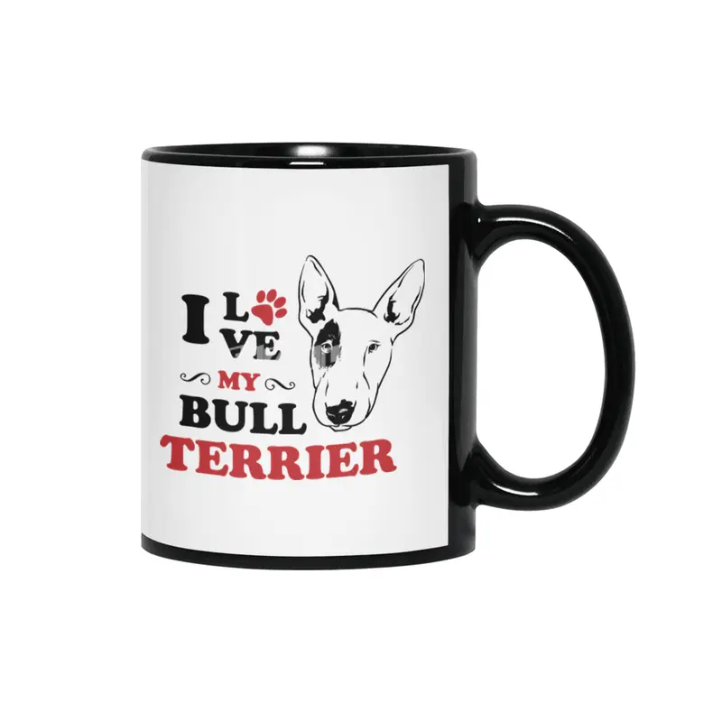 I Love My Bull Terrier Siyah Kupa