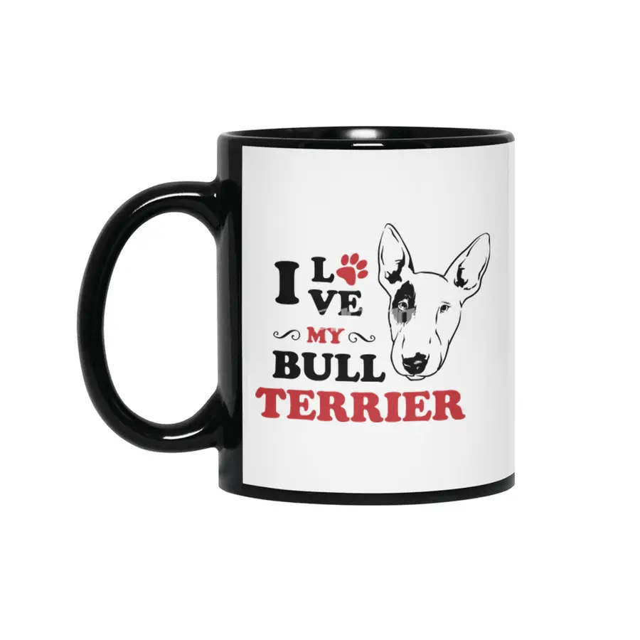 I Love My Bull Terrier Siyah Kupa