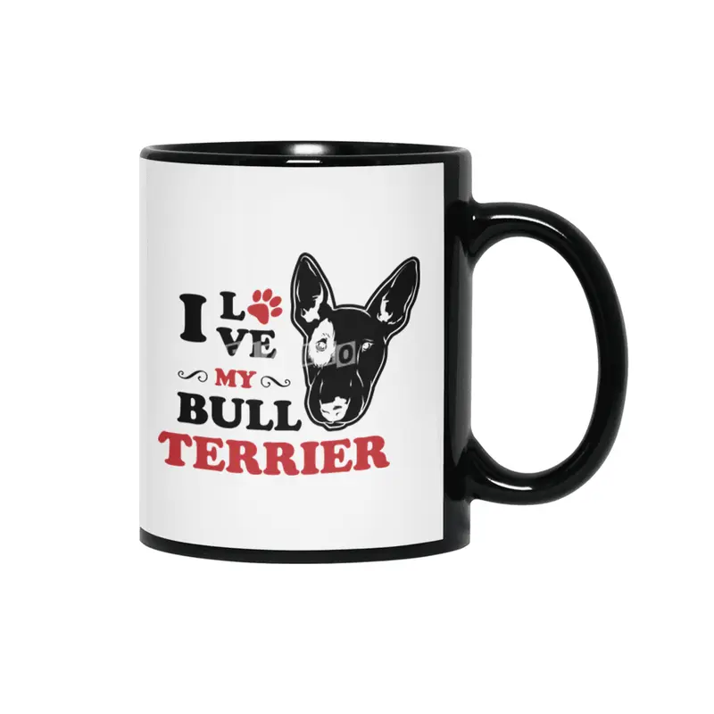 I Love My Bullterrier Siyah Kupa