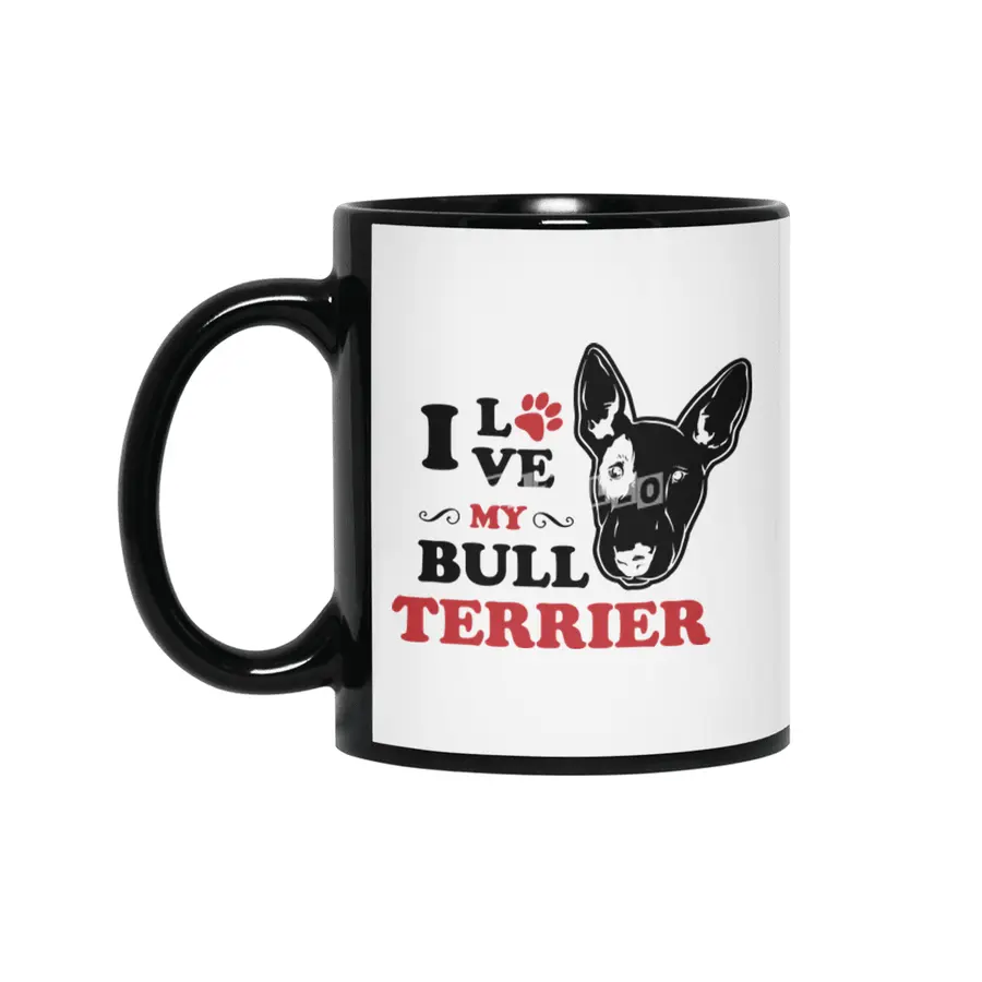 I Love My Bullterrier Siyah Kupa