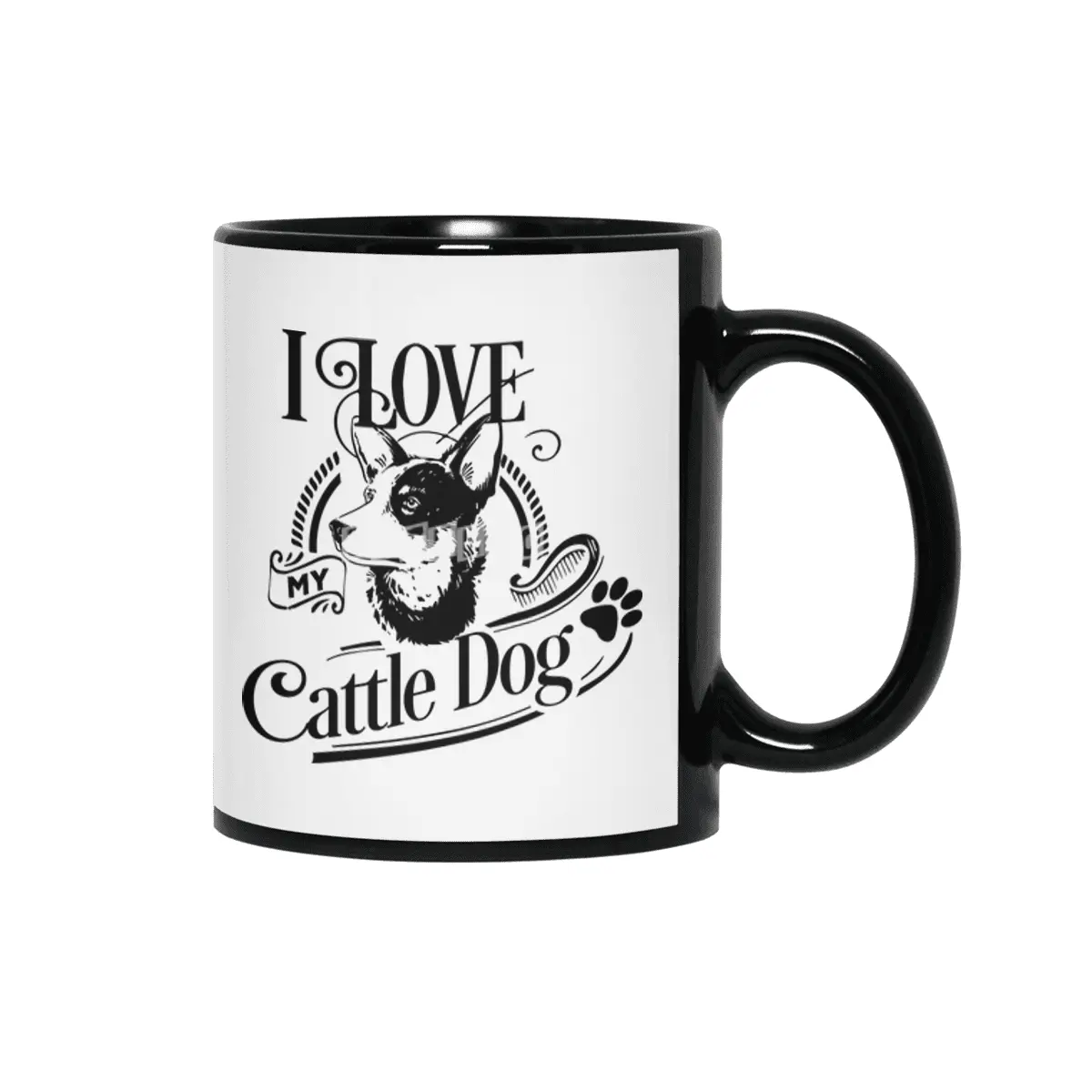 I Love My Cattle Dog Siyah Kupa