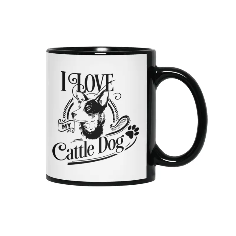 I Love My Cattle Dog Siyah Kupa